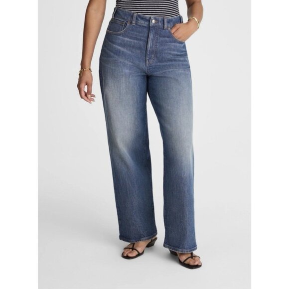 MADEWELL $148 The Curvy Perfect Vintage Wide-Leg Jeans Harvey Wash Size 26P - Picture 2 of 16